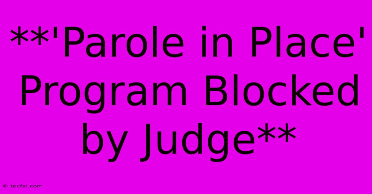 **'Parole In Place' Program Blocked By Judge**