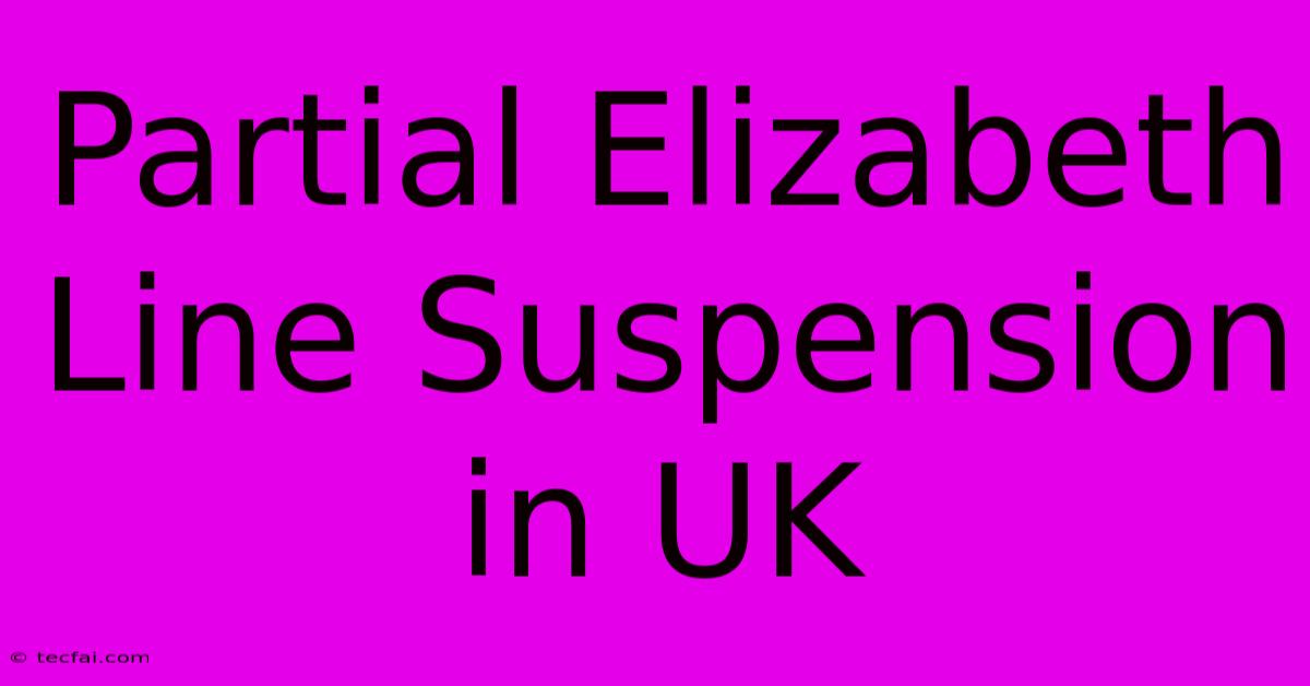 Partial Elizabeth Line Suspension In UK