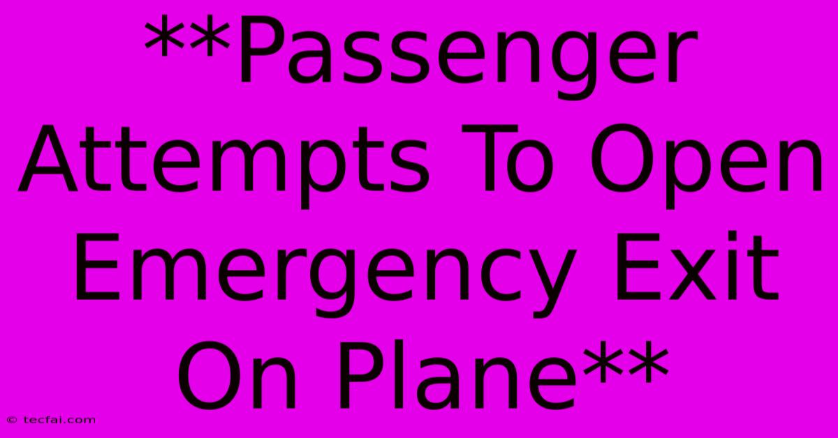 **Passenger Attempts To Open Emergency Exit On Plane**