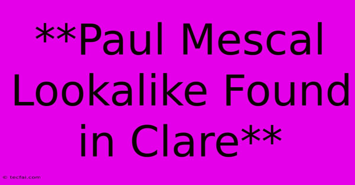 **Paul Mescal Lookalike Found In Clare**