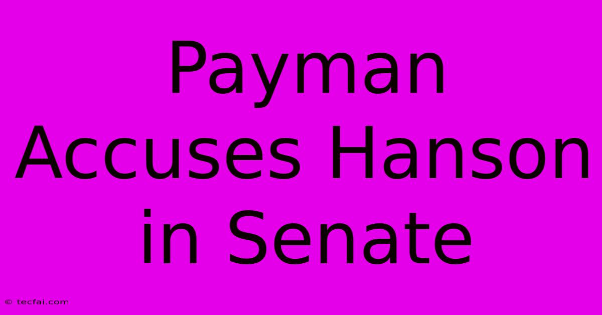 Payman Accuses Hanson In Senate