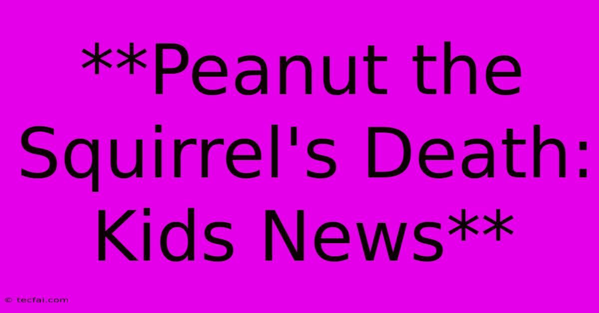 **Peanut The Squirrel's Death: Kids News**