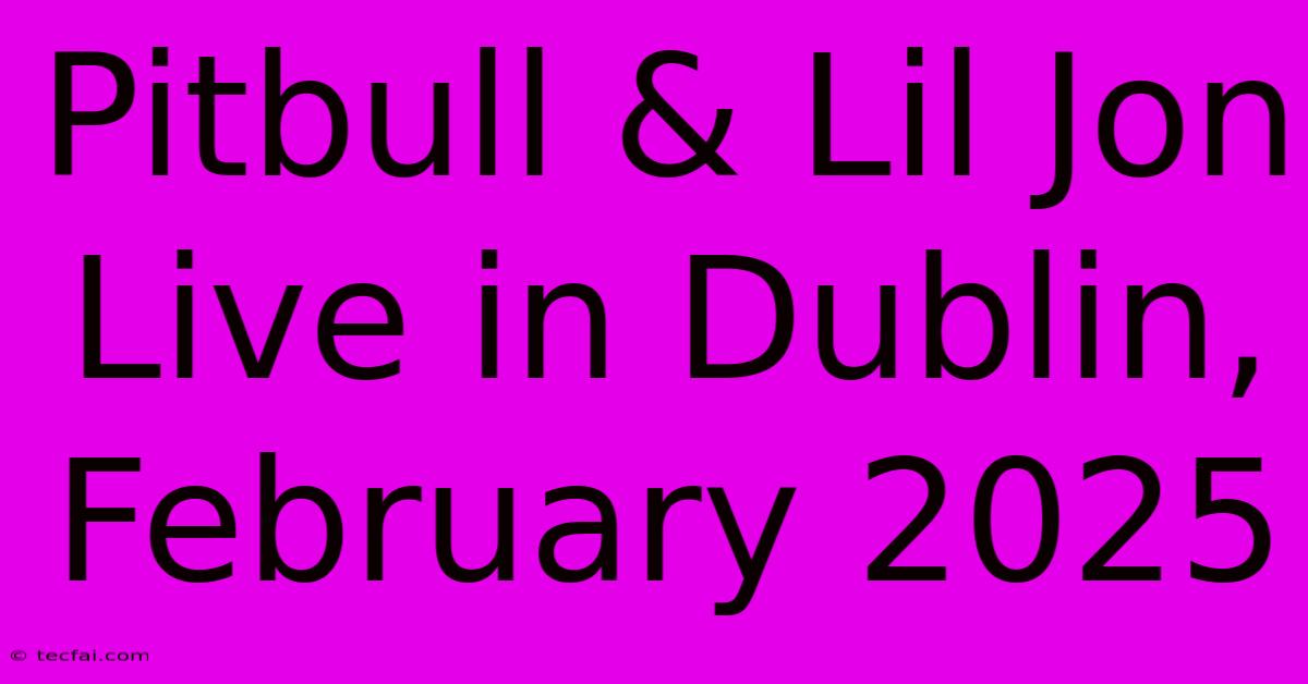 Pitbull & Lil Jon Live In Dublin, February 2025