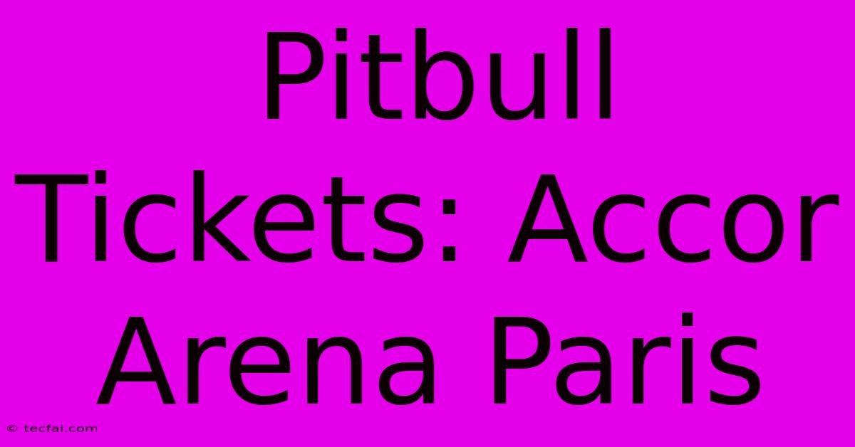 Pitbull Tickets: Accor Arena Paris