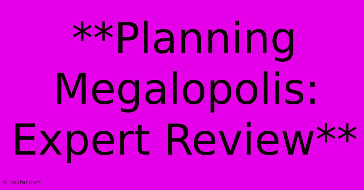 **Planning Megalopolis: Expert Review** 