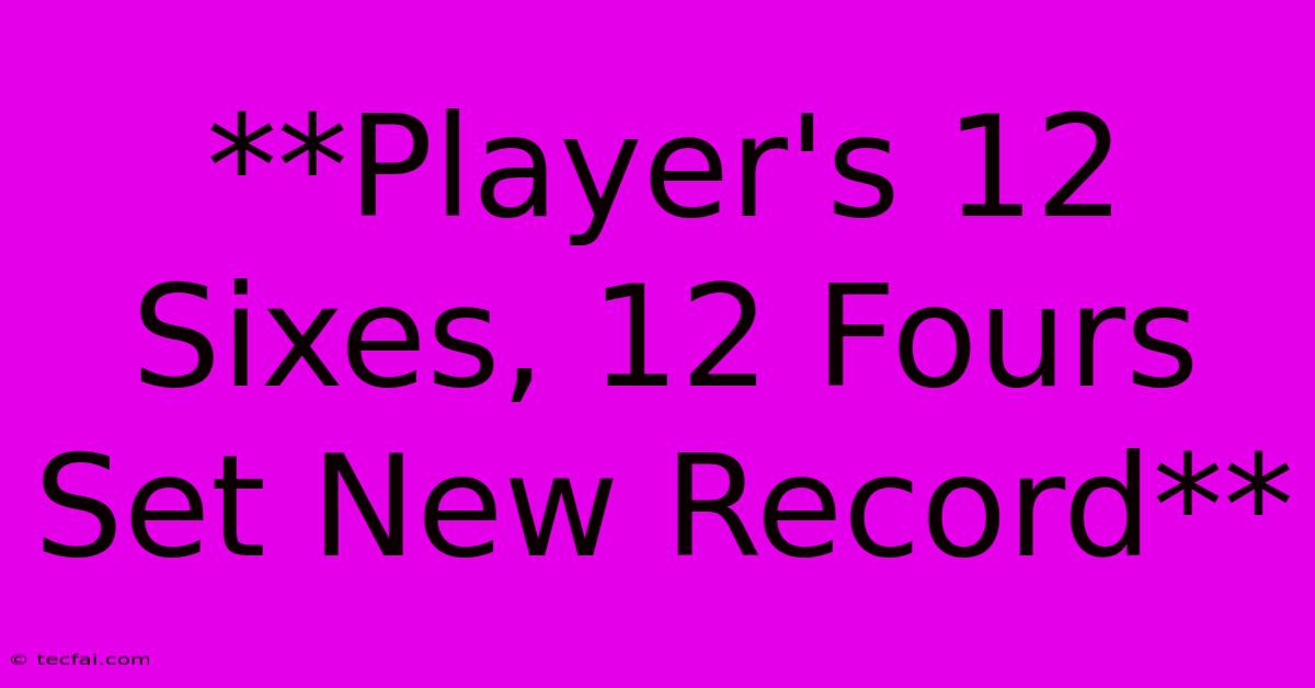 **Player's 12 Sixes, 12 Fours Set New Record**