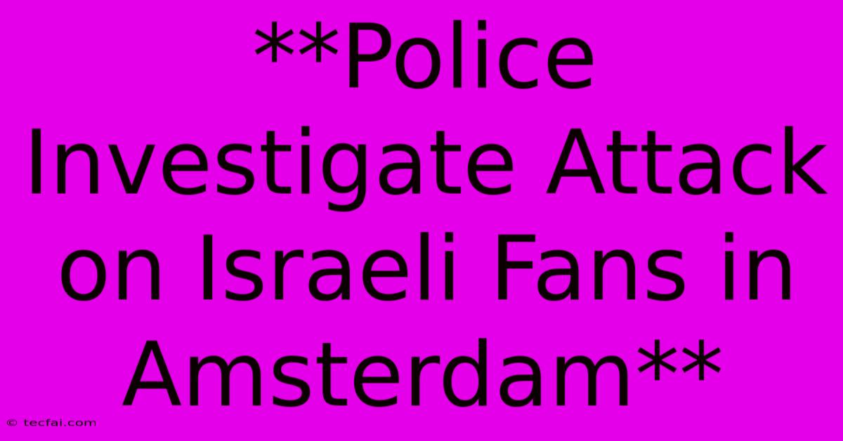 **Police Investigate Attack On Israeli Fans In Amsterdam**