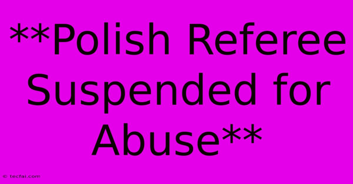 **Polish Referee Suspended For Abuse**