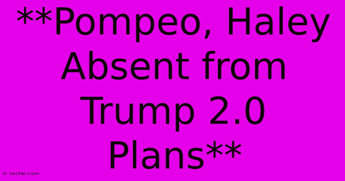 **Pompeo, Haley Absent From Trump 2.0 Plans**