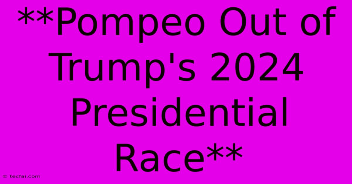 **Pompeo Out Of Trump's 2024 Presidential Race** 