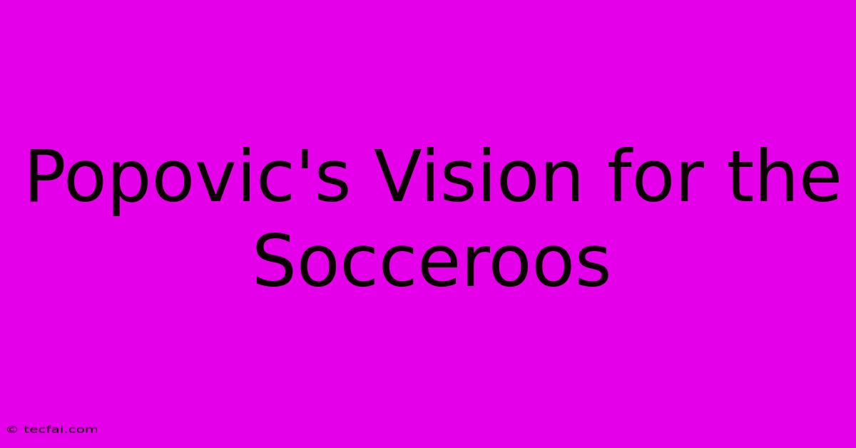 Popovic's Vision For The Socceroos 