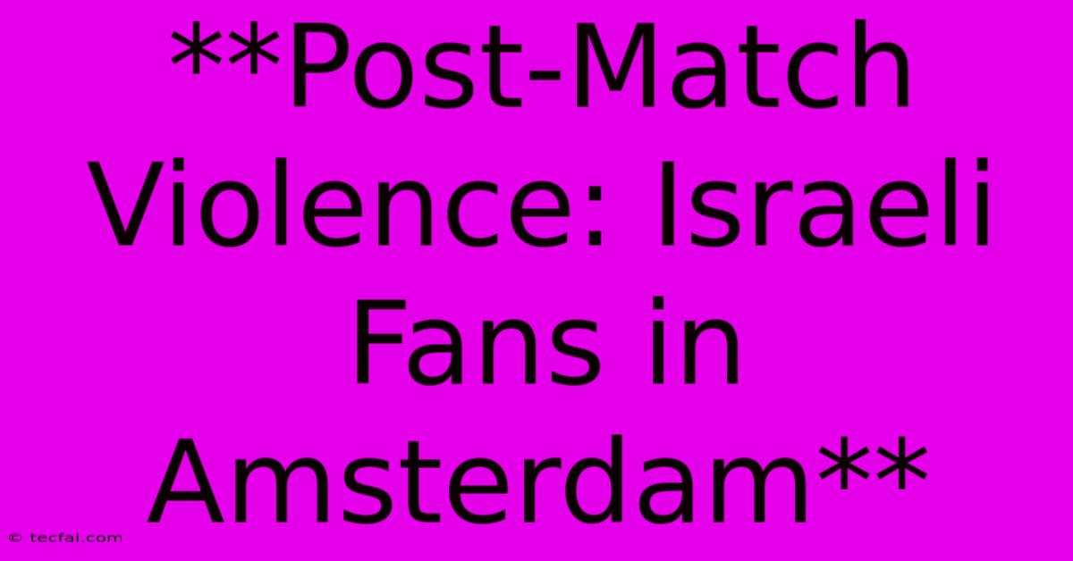 **Post-Match Violence: Israeli Fans In Amsterdam**