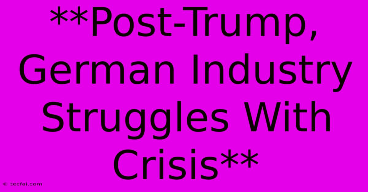 **Post-Trump, German Industry Struggles With Crisis** 