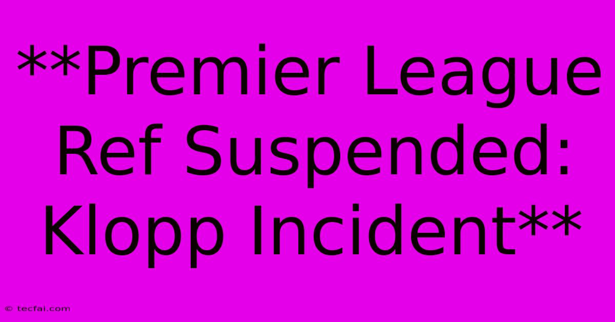 **Premier League Ref Suspended: Klopp Incident** 