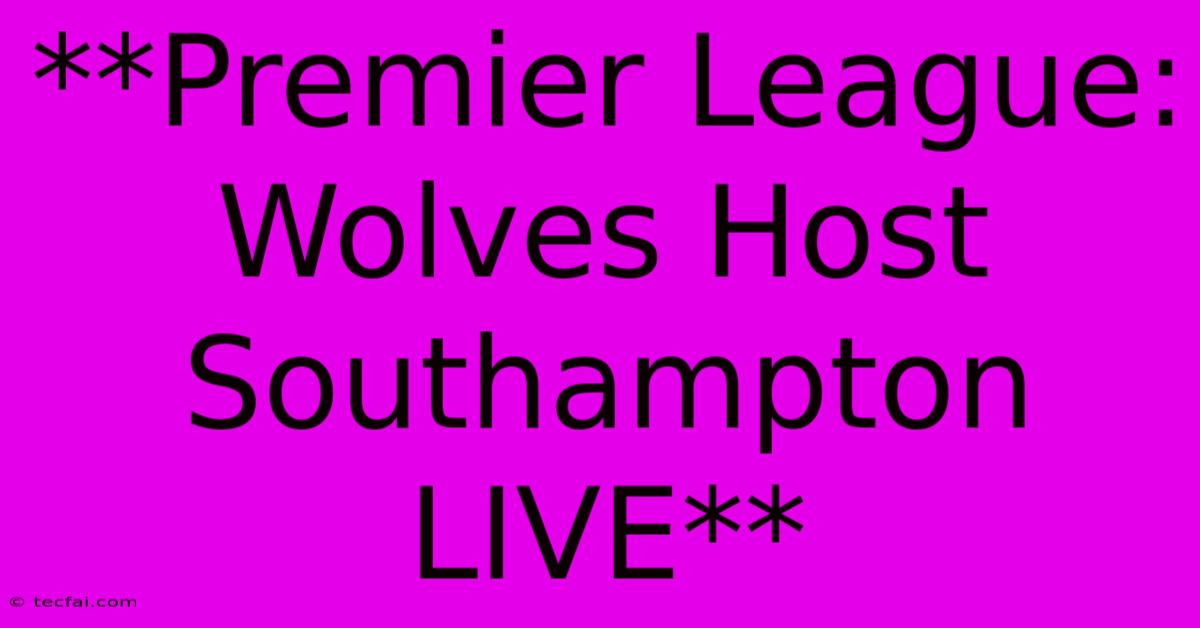 **Premier League: Wolves Host Southampton LIVE**