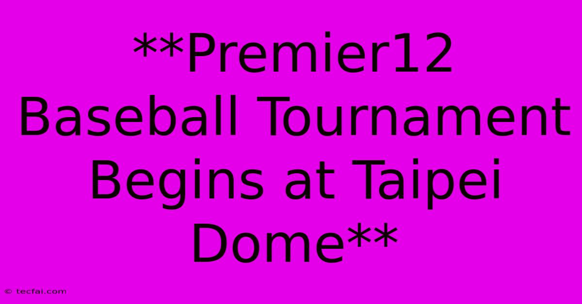 **Premier12 Baseball Tournament Begins At Taipei Dome**