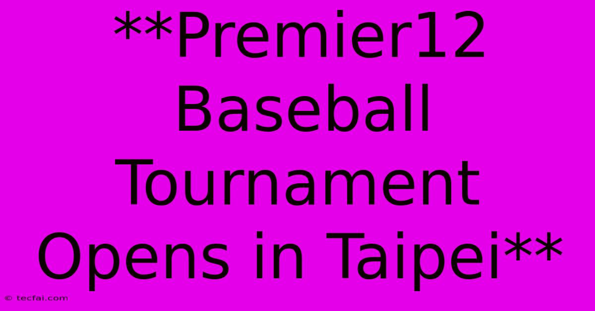 **Premier12 Baseball Tournament Opens In Taipei**