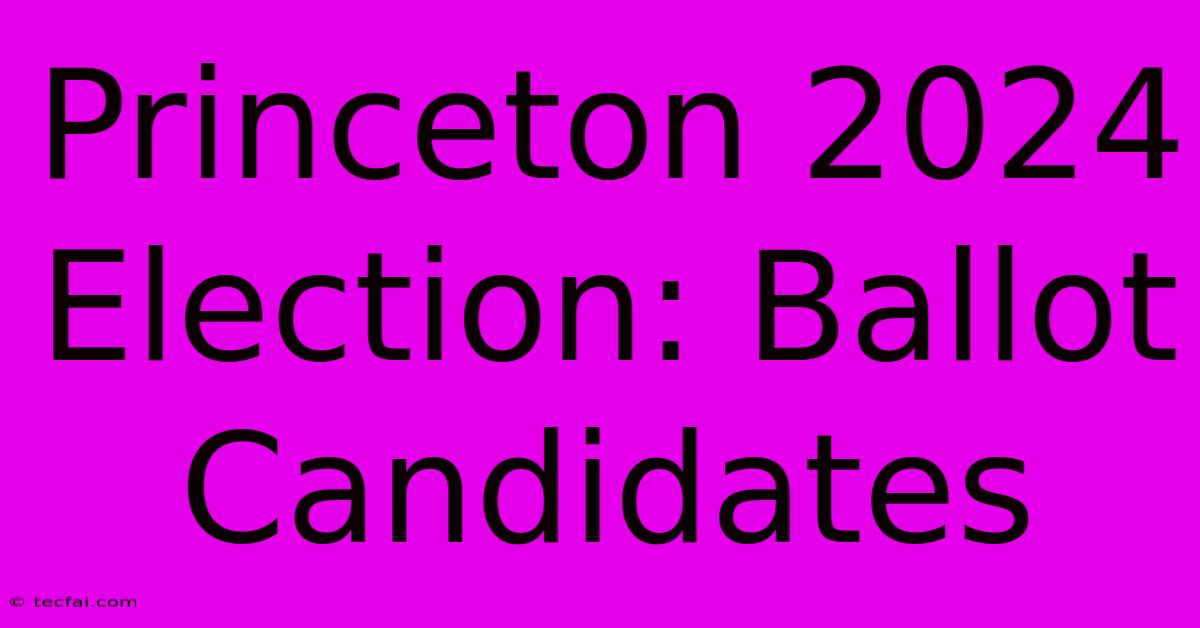 Princeton 2024 Election: Ballot Candidates