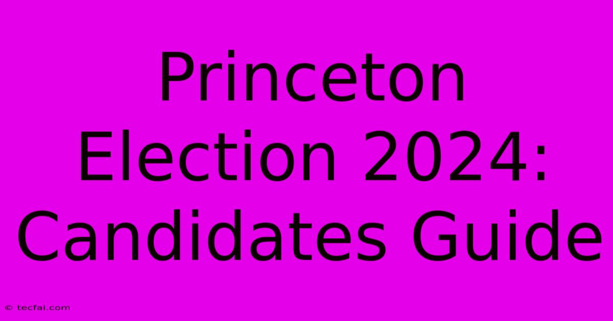 Princeton Election 2024: Candidates Guide