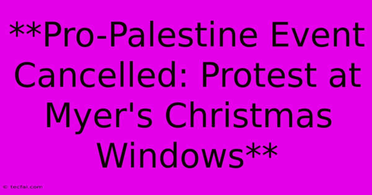 **Pro-Palestine Event Cancelled: Protest At Myer's Christmas Windows** 