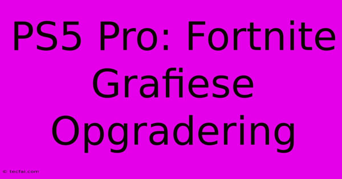 PS5 Pro: Fortnite Grafiese Opgradering