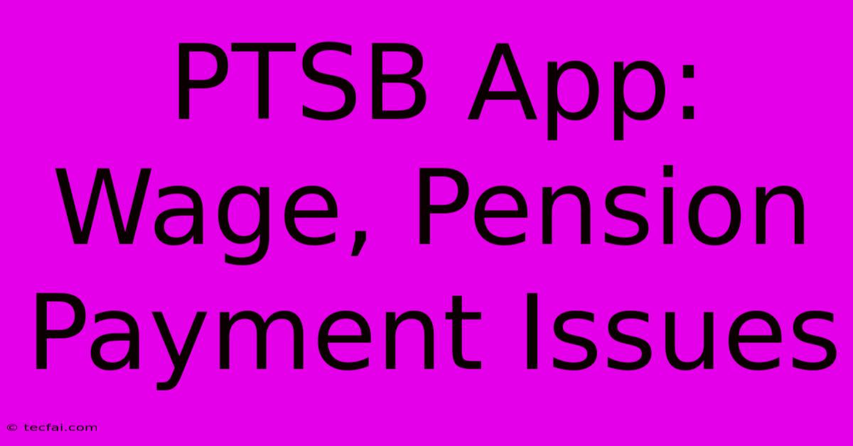 PTSB App: Wage, Pension Payment Issues