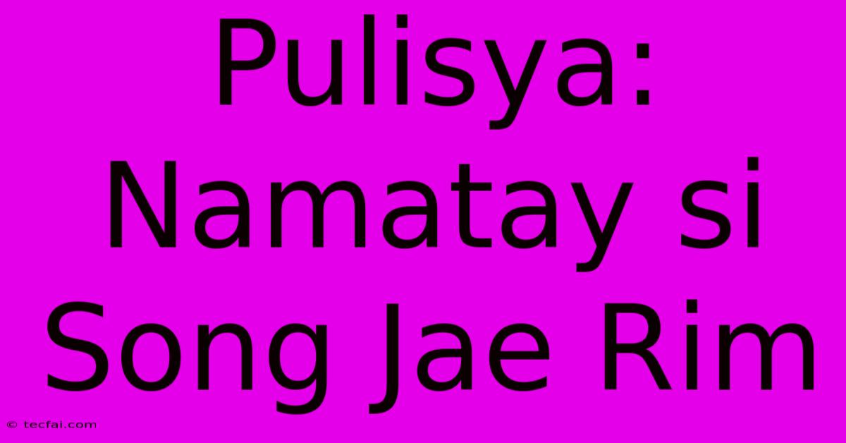 Pulisya: Namatay Si Song Jae Rim 