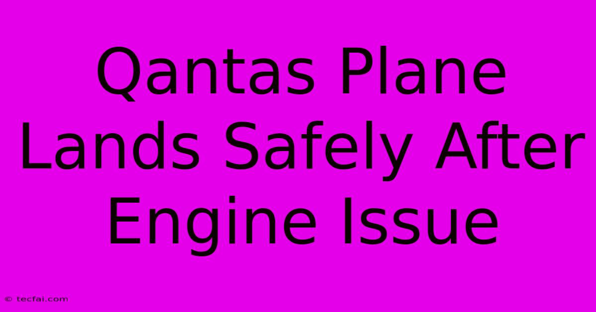 Qantas Plane Lands Safely After Engine Issue