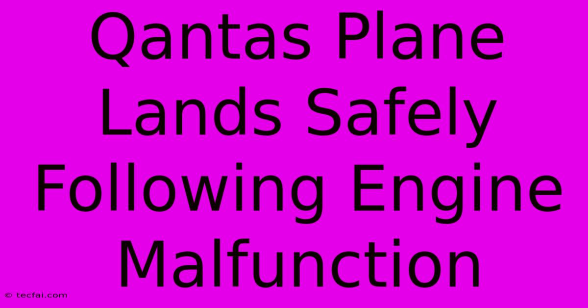 Qantas Plane Lands Safely Following Engine Malfunction