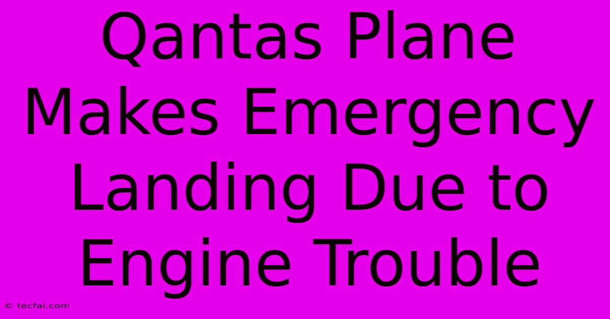 Qantas Plane Makes Emergency Landing Due To Engine Trouble