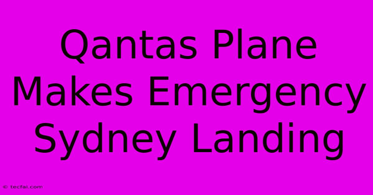 Qantas Plane Makes Emergency Sydney Landing 