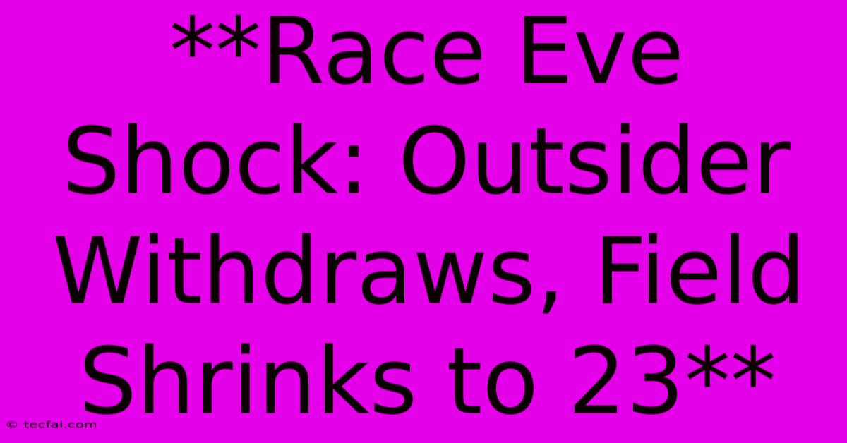 **Race Eve Shock: Outsider Withdraws, Field Shrinks To 23**