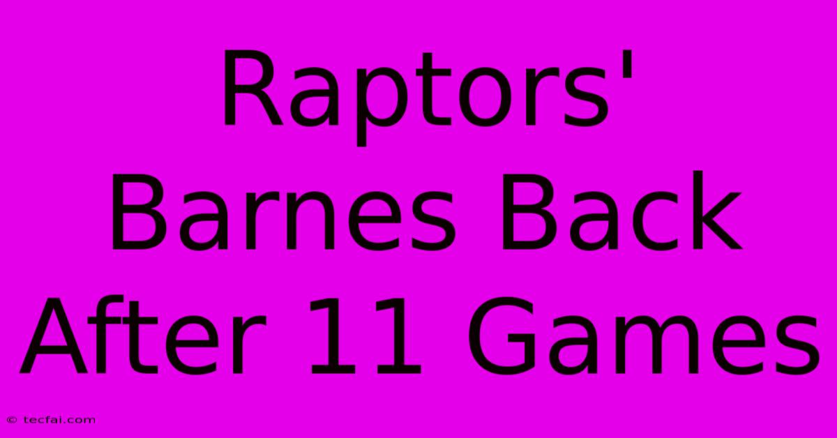 Raptors' Barnes Back After 11 Games