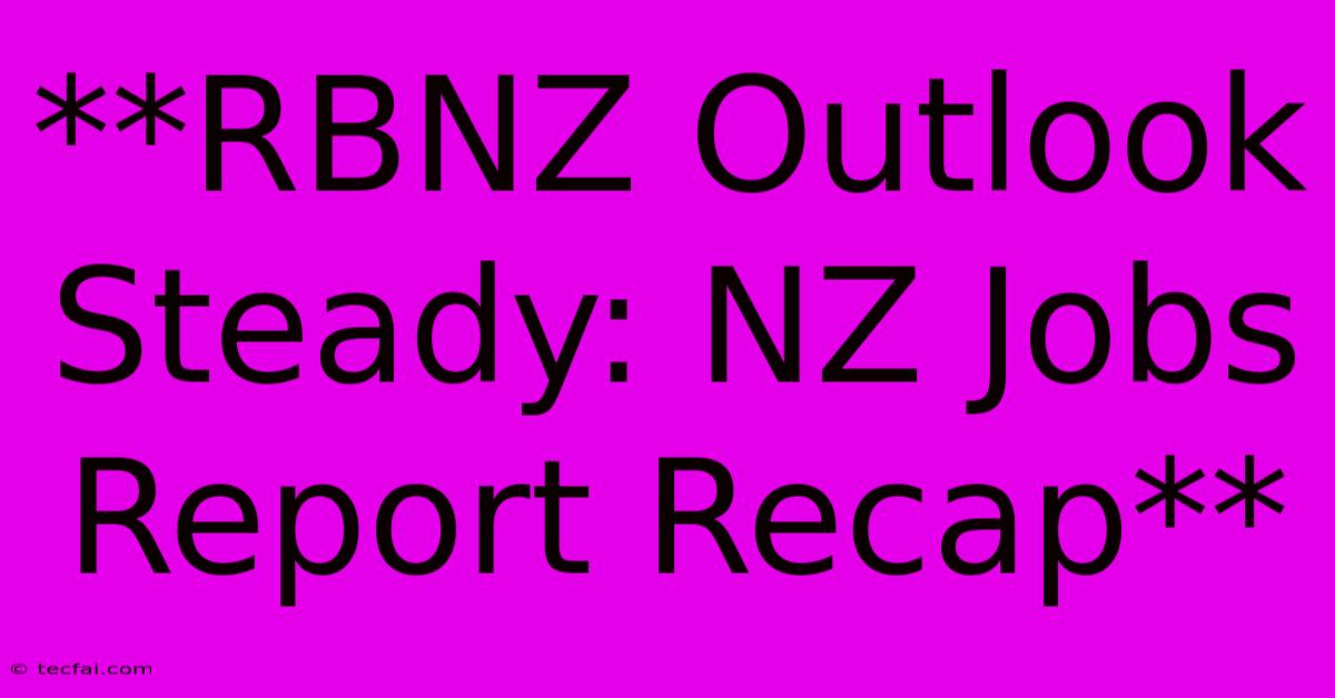 **RBNZ Outlook Steady: NZ Jobs Report Recap**