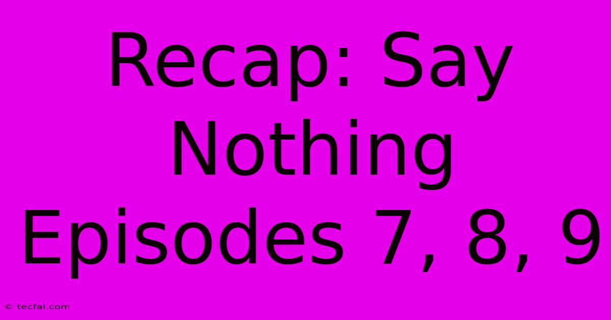 Recap: Say Nothing Episodes 7, 8, 9