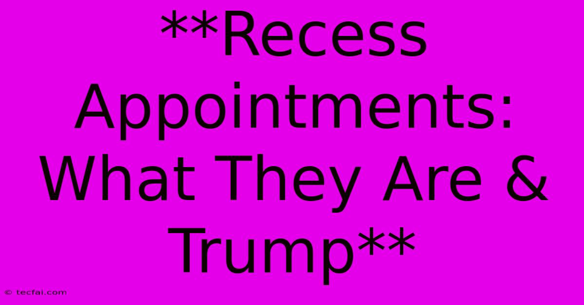 **Recess Appointments: What They Are & Trump**