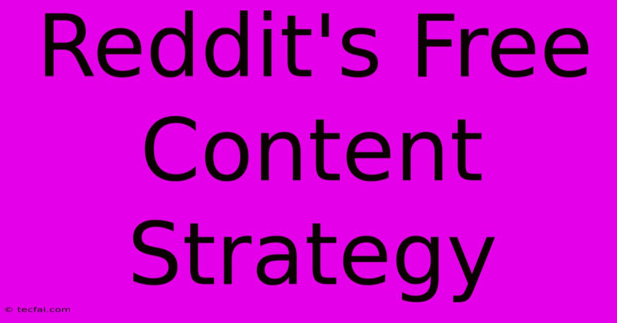 Reddit's Free Content Strategy