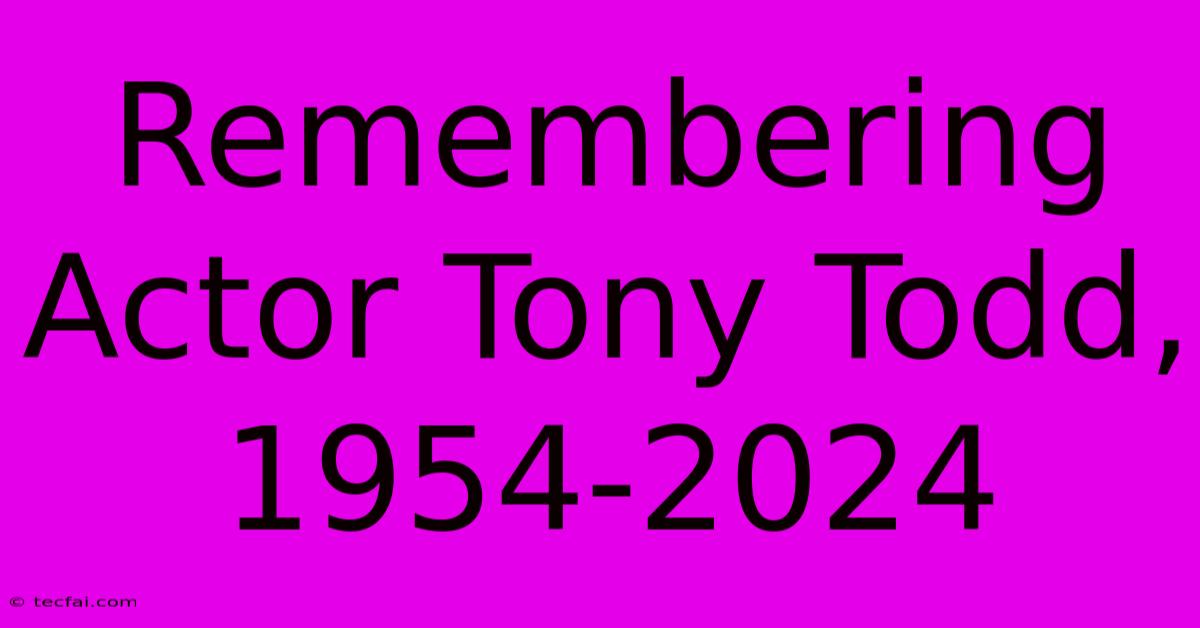 Remembering Actor Tony Todd, 1954-2024 