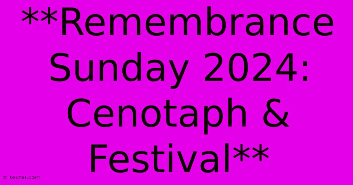 **Remembrance Sunday 2024: Cenotaph & Festival**