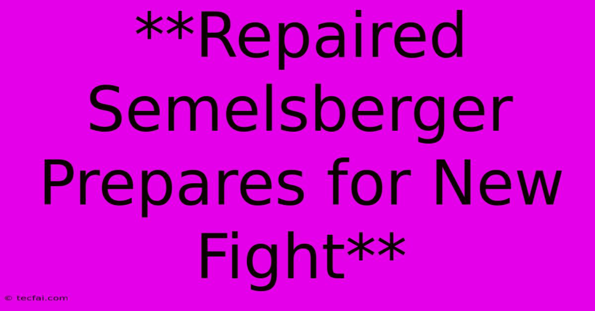 **Repaired Semelsberger Prepares For New Fight** 