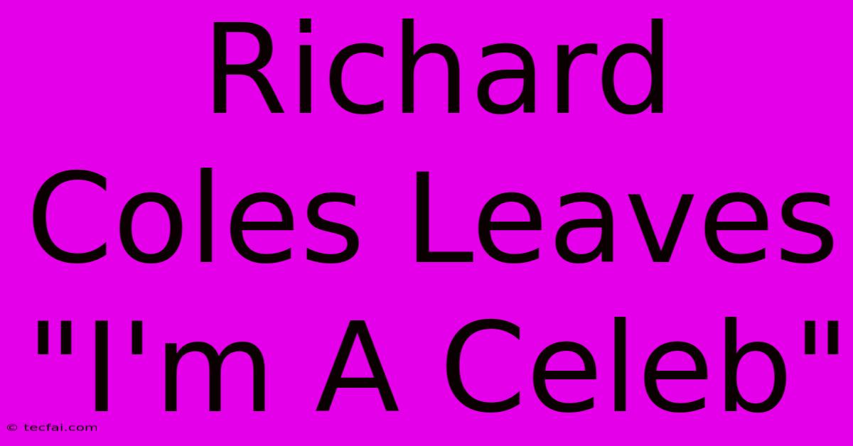 Richard Coles Leaves 