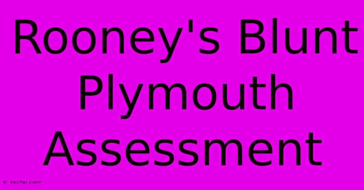 Rooney's Blunt Plymouth Assessment