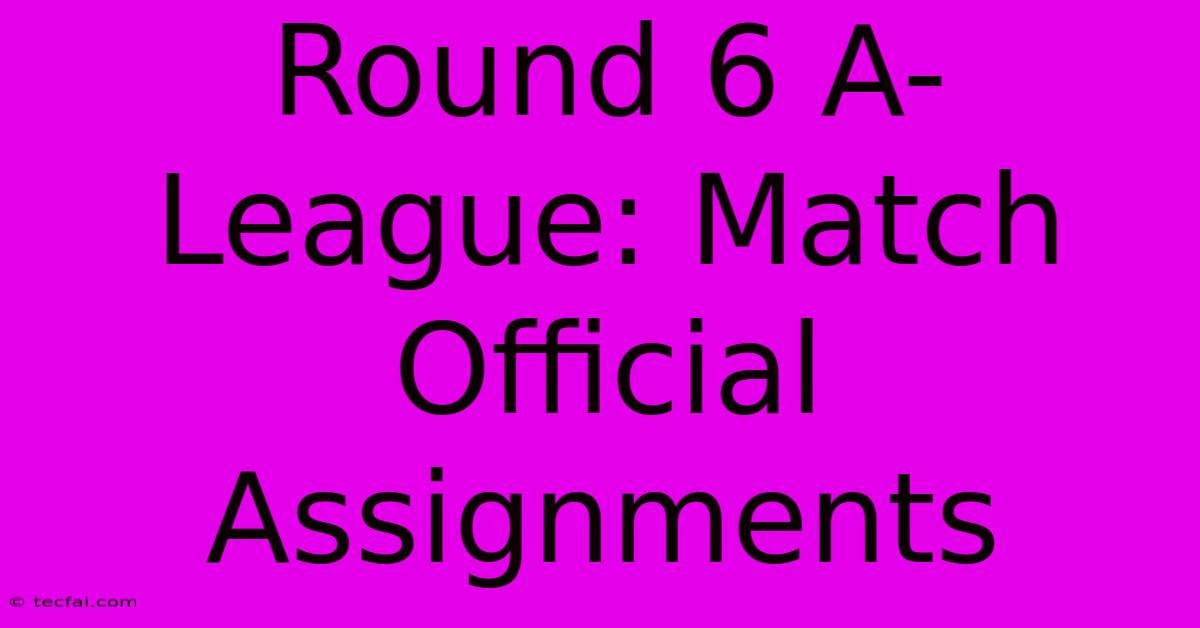 Round 6 A-League: Match Official Assignments