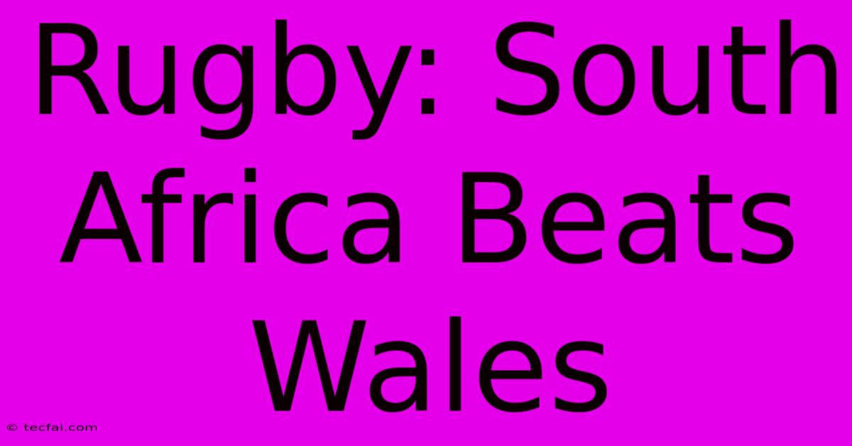 Rugby: South Africa Beats Wales