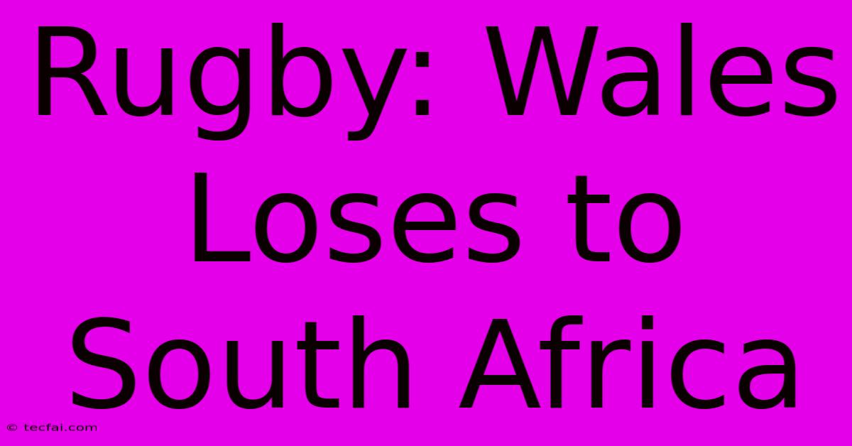 Rugby: Wales Loses To South Africa