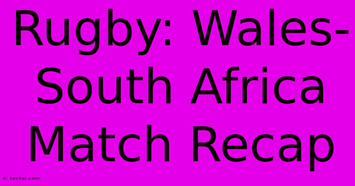 Rugby: Wales-South Africa Match Recap