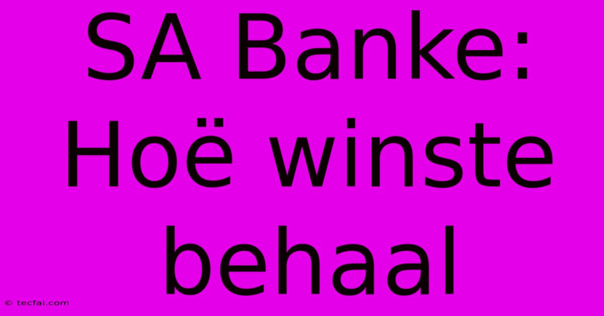 SA Banke: Hoë Winste Behaal