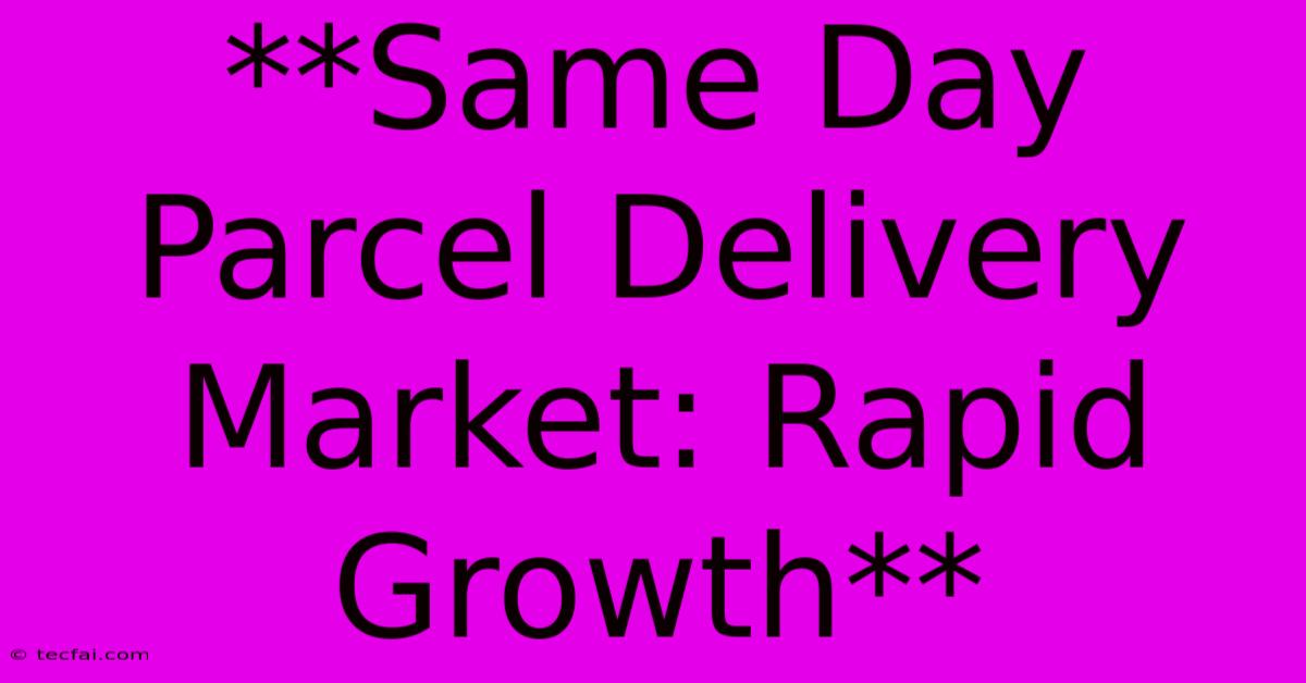 **Same Day Parcel Delivery Market: Rapid Growth**