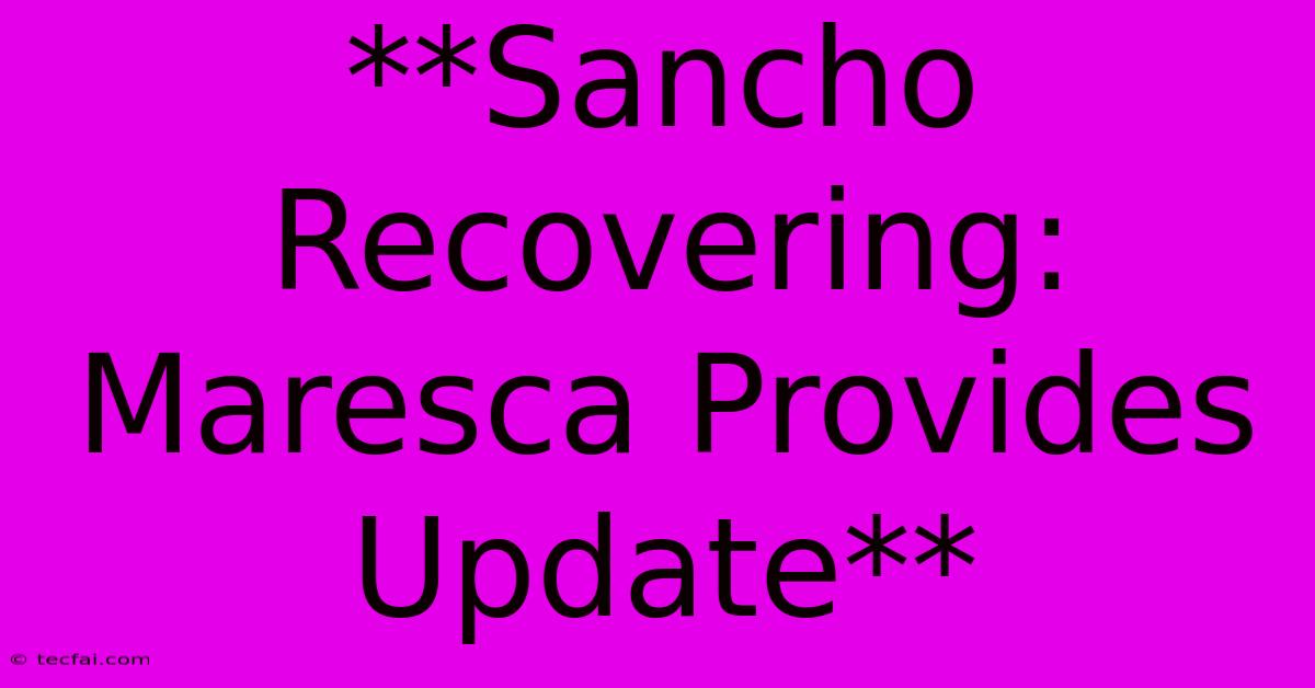 **Sancho Recovering: Maresca Provides Update**