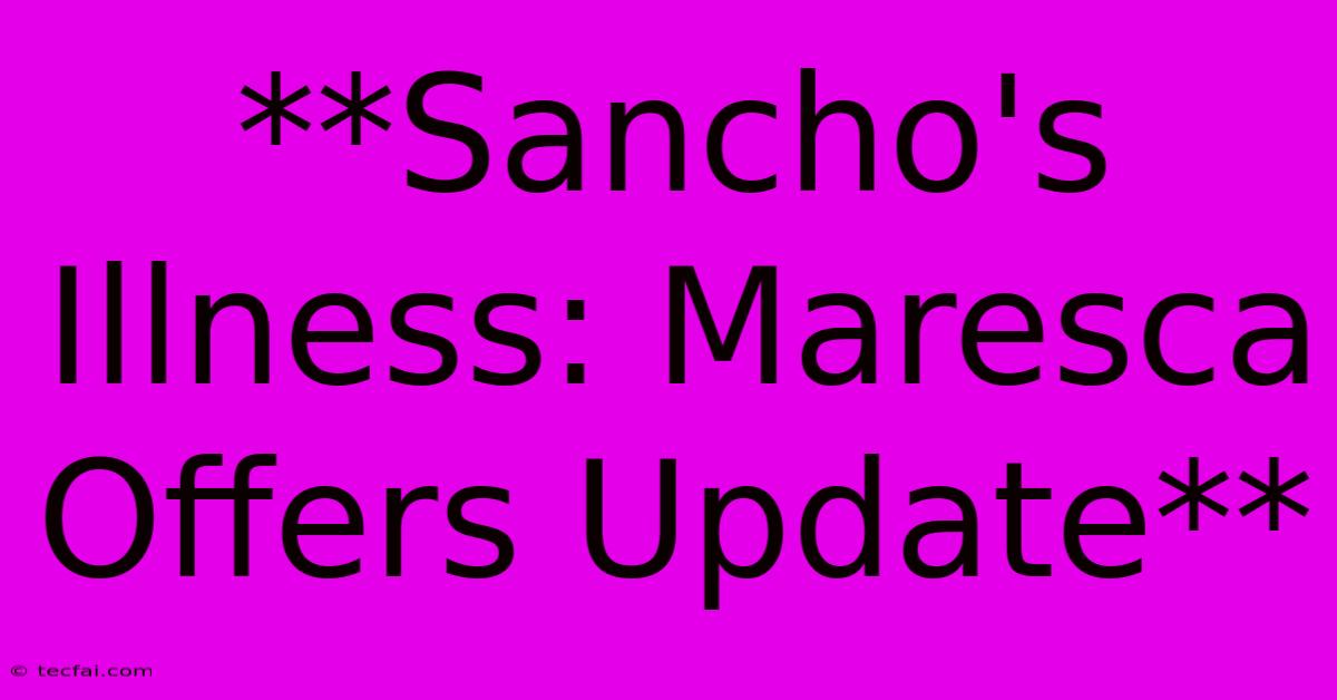 **Sancho's Illness: Maresca Offers Update** 